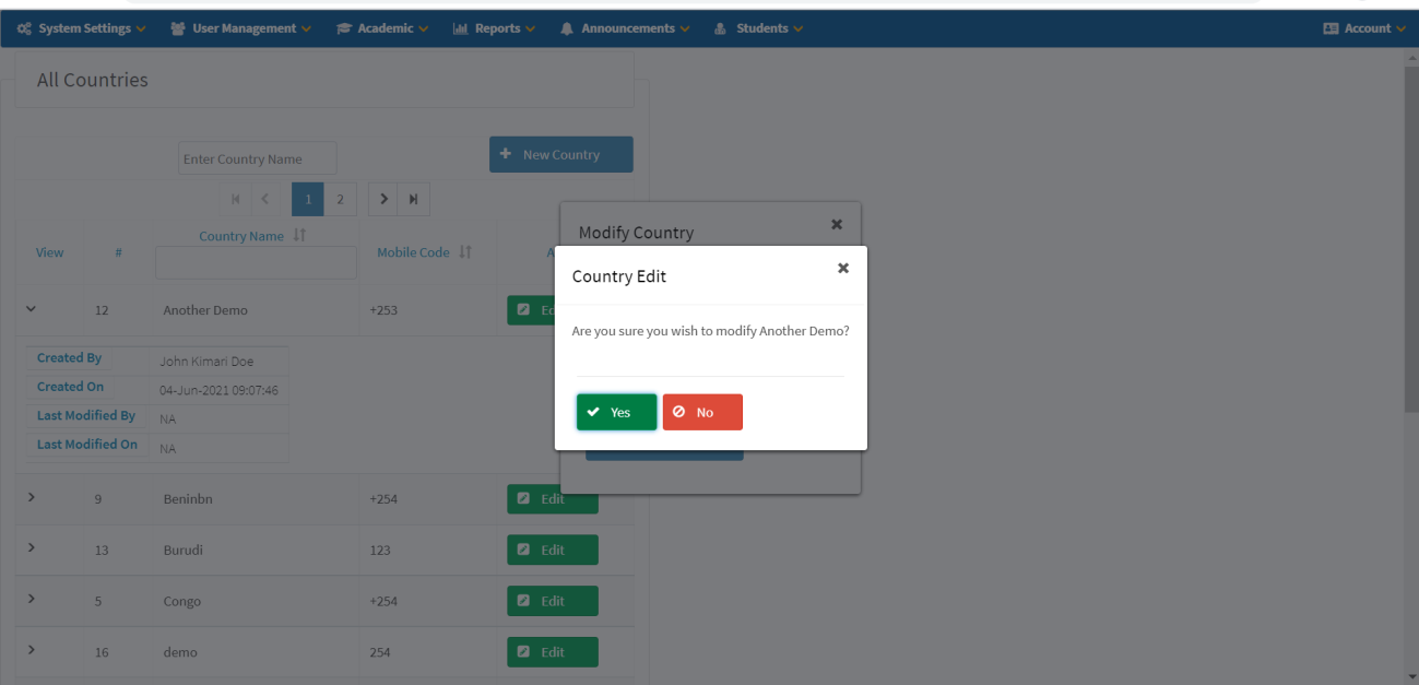 Update Settings Form